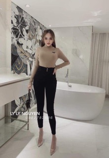 Quần bò giấy cạp cao 2 cúc siêu hót