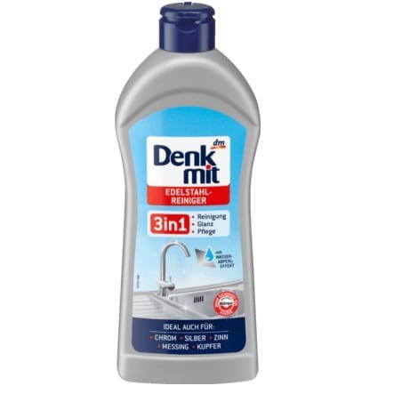 Dung dịch Denkmit làm sạch các bề mặt thép không gỉ, đồ inox, crom, bạc, đồng, thiếc