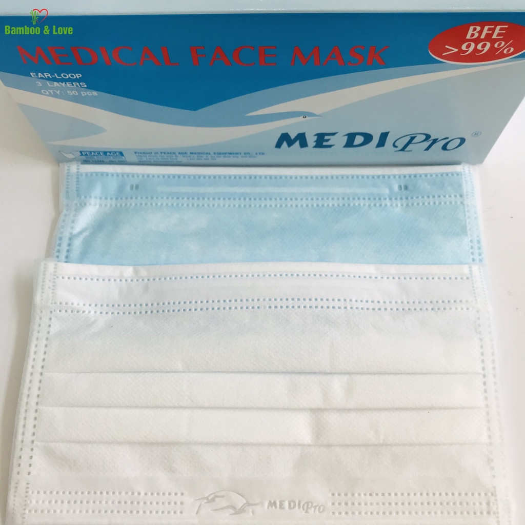 Khẩu trang y tế cao cấp Medi Pro 3 lớp - chính hãng cty Thời Thanh Bình (hộp 50 cái)