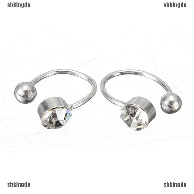 Khuyên đeo vành tai hình chữ U đính đá nhân tạo xinh xắn