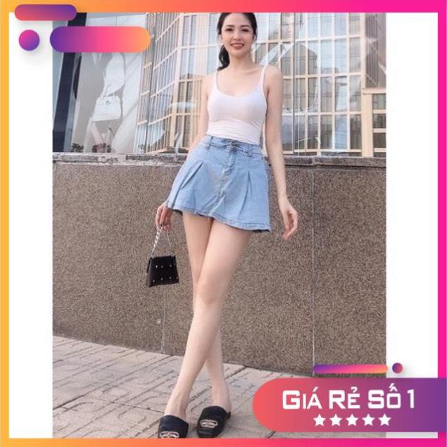 Quần giả váy bò cạp chun sau dễ mặc