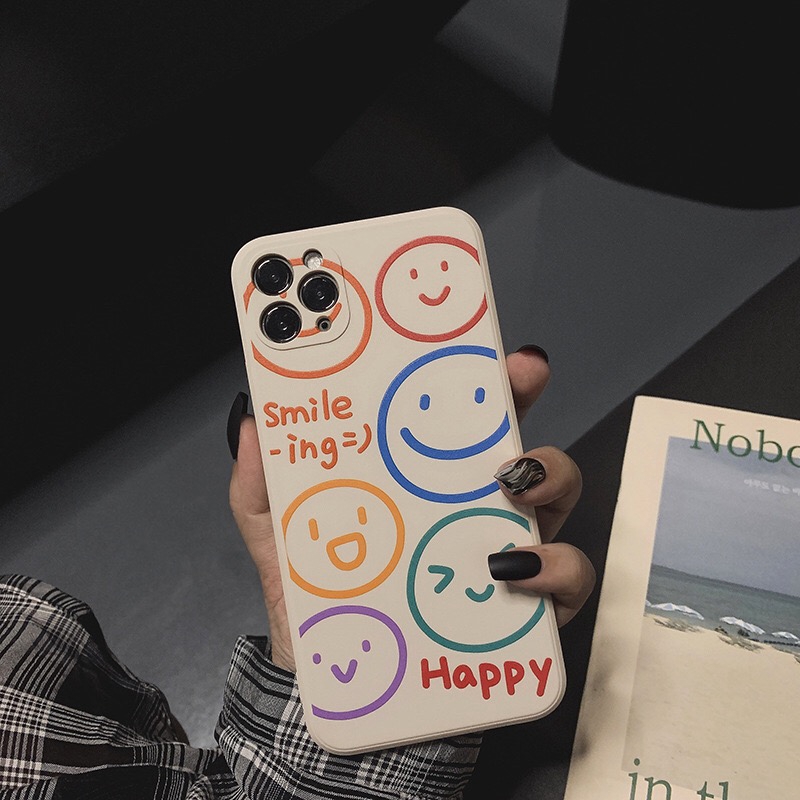 Ốp lưng iphone cạnh vuông smile happy 6/6plus/6s/6splus/7/7plus/8/8plus/x/xr/xs/11/12/pro/max/plus/promax- Awifi X3-8