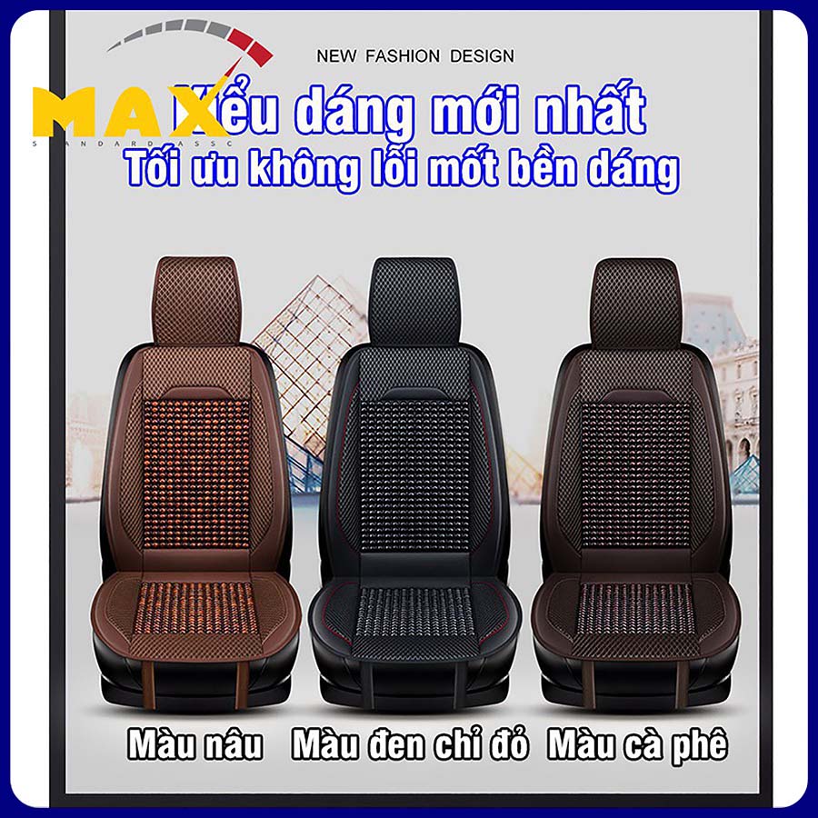 Nệm Lót Ghế Xe Ô Tô Hạt Gỗ MAX STORE Thoáng Khí Chống Nóng Cao Cấp Sang Trọng