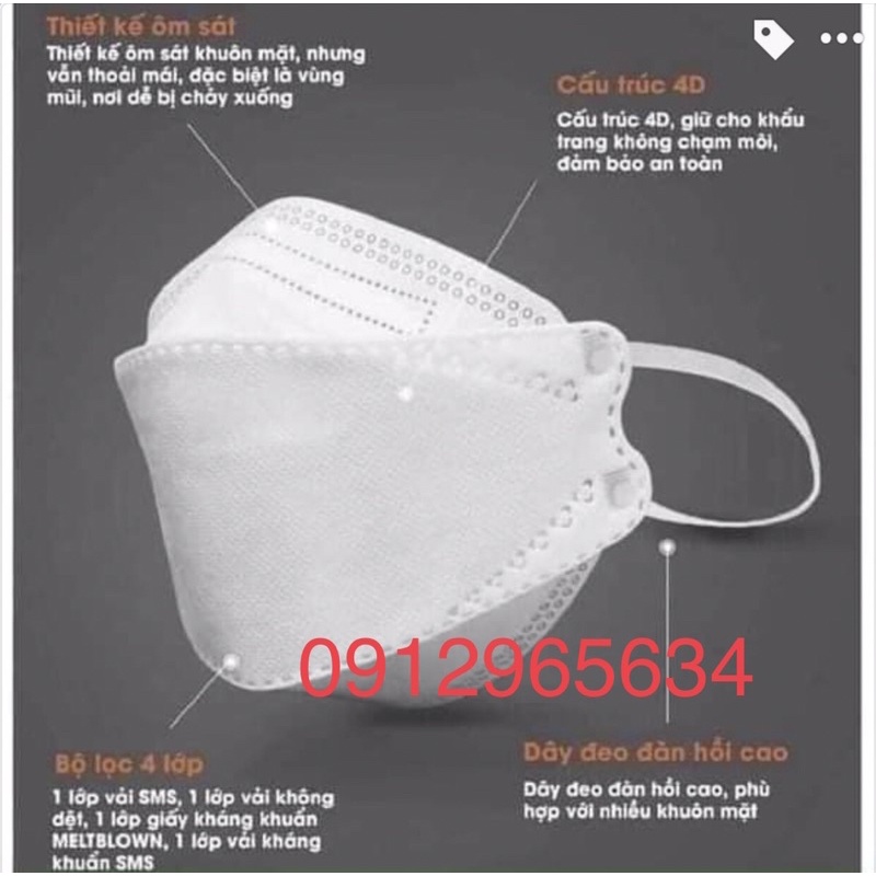 Khẩu trang Kf94 của Vinamask 10 chiếc chắn bụi virus hiệu quả an toàn chắc chắn