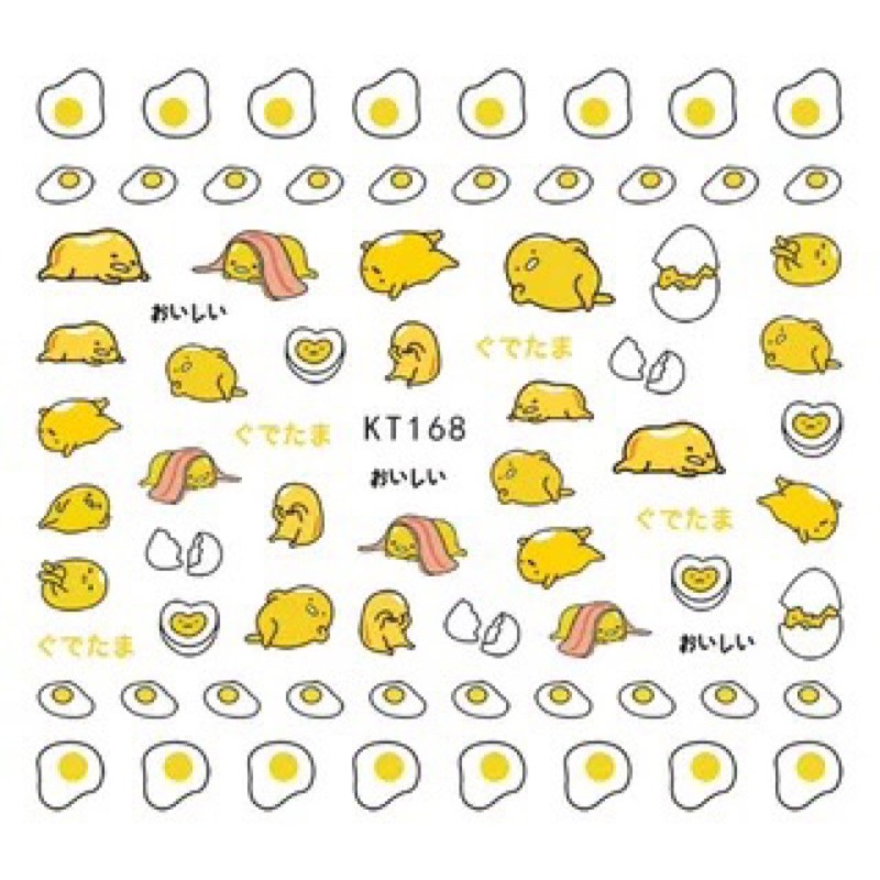 Sticker,hình dán móng tay hoạ tiết trứng ốp la dễ thương trang trí móng tay nail