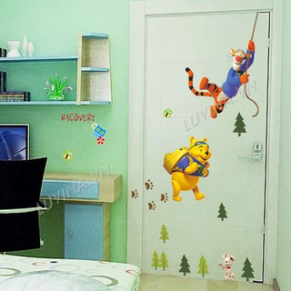 Decal dán tường trang tri phòng ngủ cho bé,lớp mầm non- Pooh đu cây