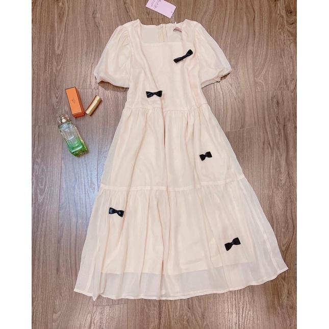 Đầm bầu tiểu thơ xinh xắn 2 lớp HOT TREND-Váy bầu babydoll dáng dài cổ vuông siêu xinh MinHa