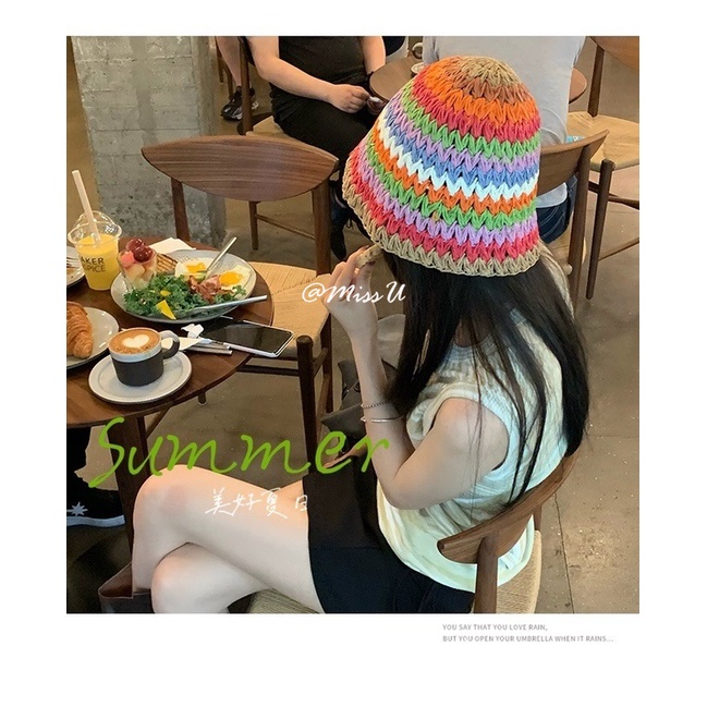 Nón Tai Bèo Đan Cói Nhiều Màu Sắc Chống Nắng Thời Trang Mùa Hè Cho Nữ