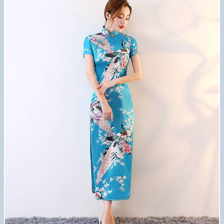 Áo dài Đầm Sườn Xám Cách Tân Dáng Dài Thiết Kế Mới Xinh Xắn Thời Trang