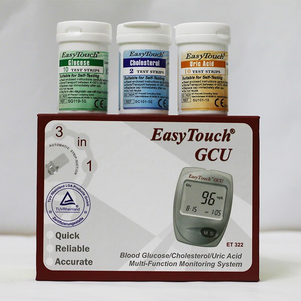 Máy Đo Đường Huyết, Mỡ Máu, Gout 3 Trong 1 Easytouch GCU