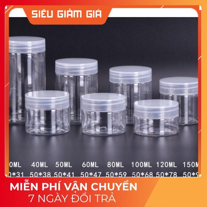 Hủ Đựng Kem ❤ GIÁ TẬN GỐC ❤ Hủ nhựa pet Trong Nắp Trong 50g 100g 200g 250g đựng mỹ phẩm, thực phẩm, đồ khô, ngũ cốc