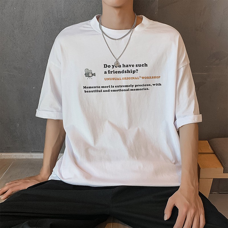 Áo thun tay lỡ unisex nam nữ phông form rộng FRIENDSHIP teen cổ tròn oversize cotton giá rẻ màu đen trắng tee pull