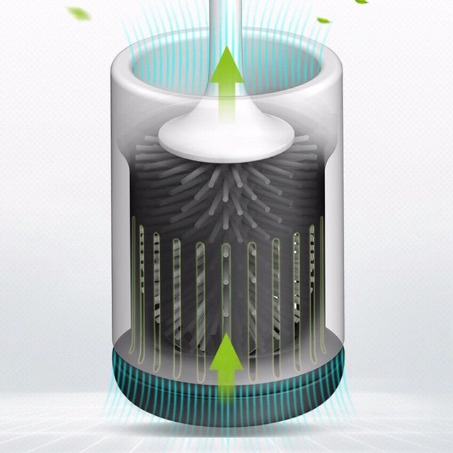 chổi cọ nhà vệ sinh silicon có khay đựng gọn gàng, cây cọ nhà vệ sinh ecoco 1803