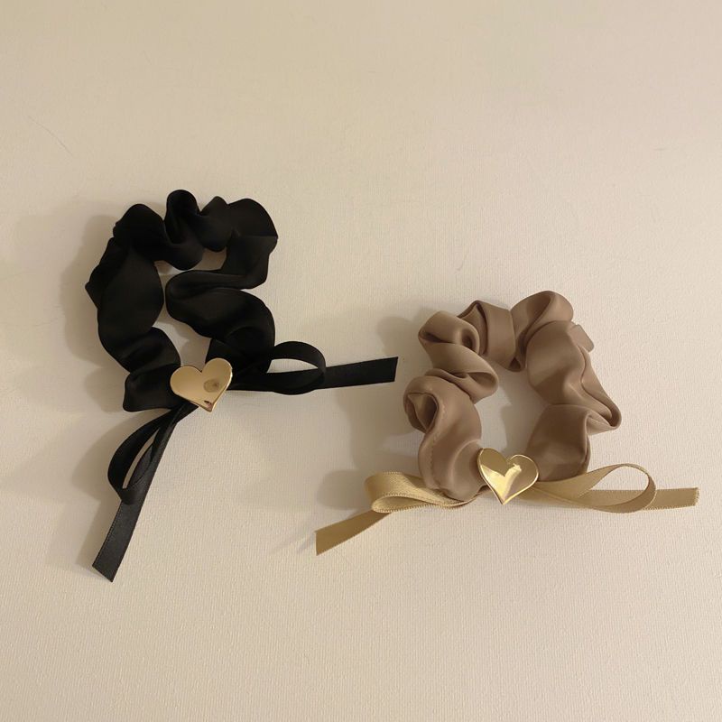 Dây Buộc Tóc Cao Su Thắt Nơ Ruy Băng Hình Trái Tim Kim Loại Cao Cấp Phong Cách Mới 2022 Dành Cho Bạn Nữ