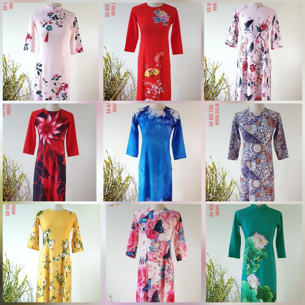 BST Áo Dài Truyền thống Nữ họa tiết in sinh động, đa dạng mẫu mã, chuẩn Form dáng, chất liệu Lụa Nhật thoáng mịn-ĐỦ SIZE