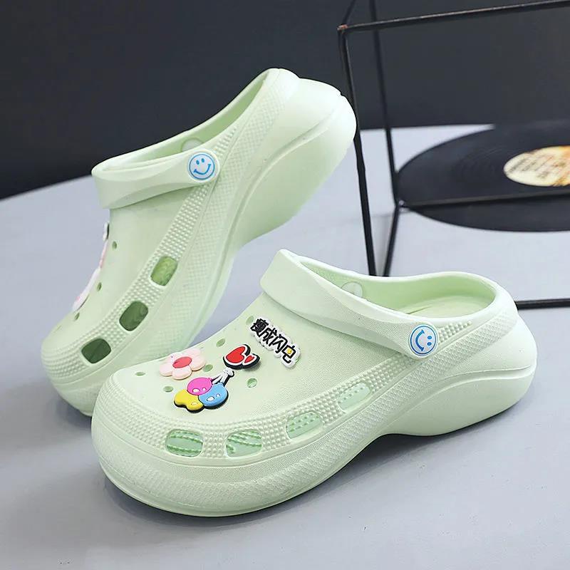 Giày Sandal Cao Gót Đế Dày Đục Lỗ Thời Trang Mùa Hè Mới 2021 Dễ Phối Đồ Cho Nữ