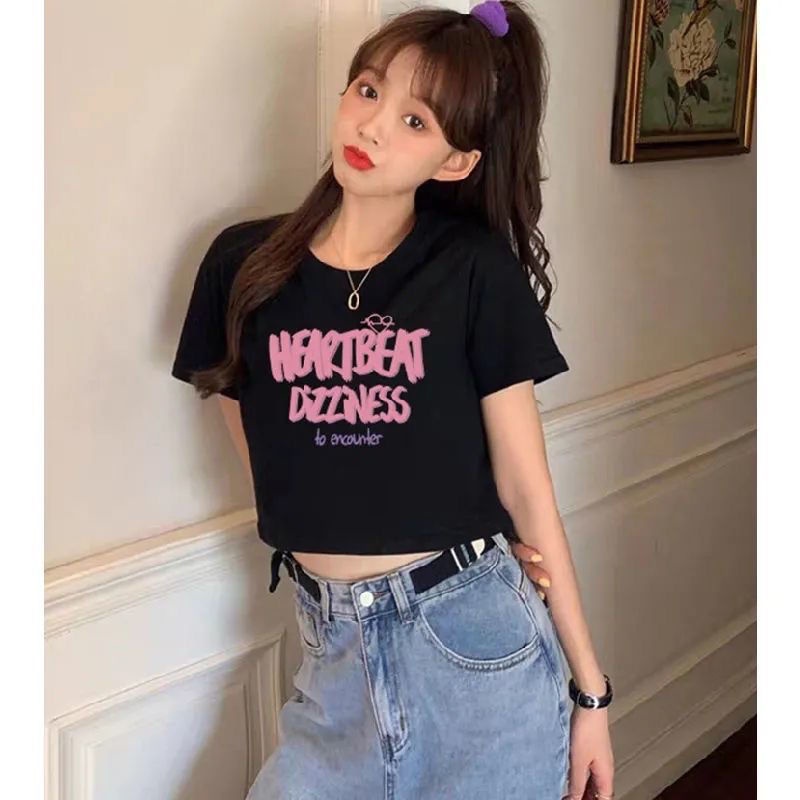 Áo Thun Crop Top Cotton Tay Ngắn Thời Trang Mùa Hè 2022 Thiết Kế Mới Cho Nữ