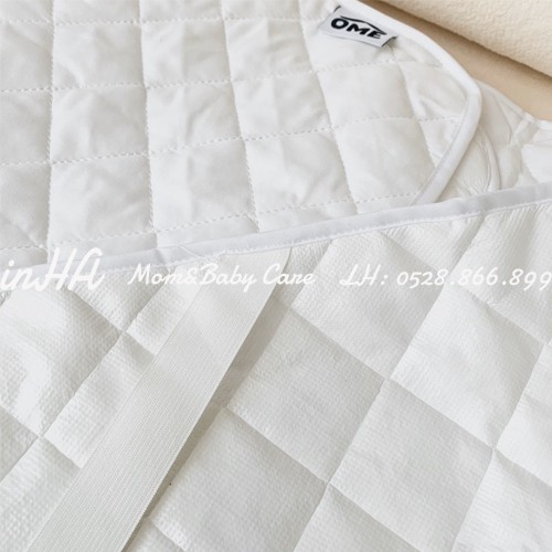 Lót chống thấm bảo vệ đệm OME mặt Cotton Organic màu trắng KT 80 x 120 (cm) - chống nóng cho bé