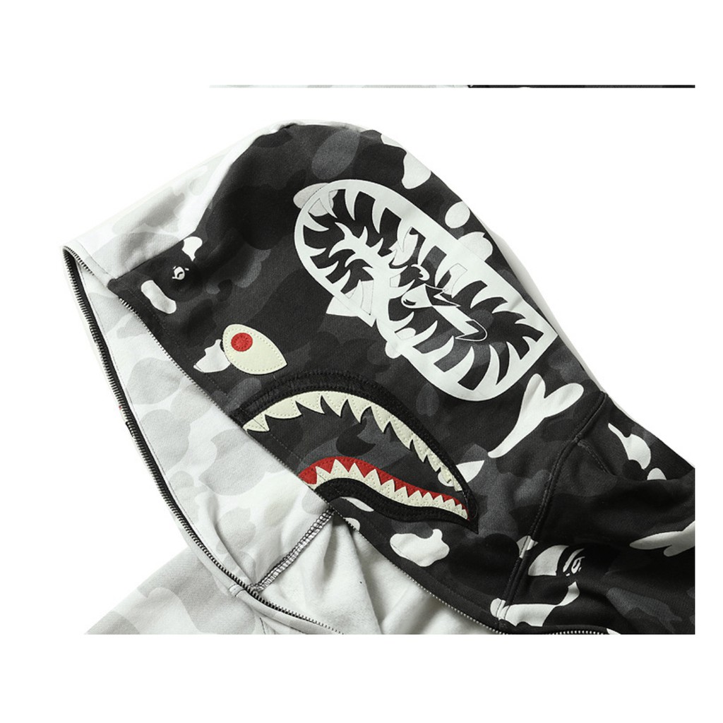 Áo khoác bape cá mập camo đen trắng phản quang,áo khoác BAPEE 2 màu