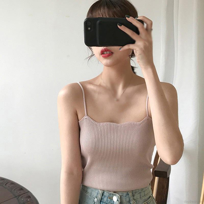 Áo Hai Dây Dệt Kim Màu Sắc Đơn Giản