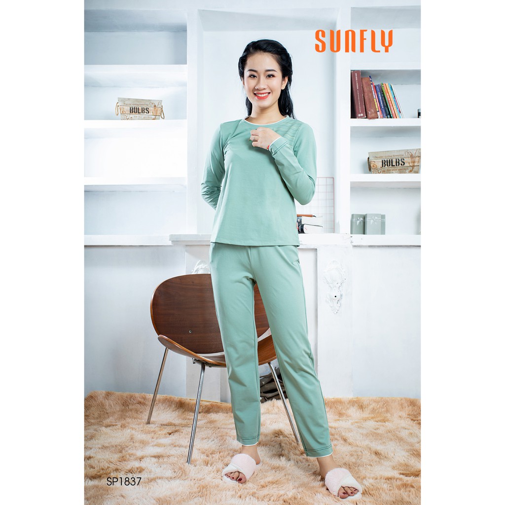 Bộ đồ cotton áo dài tay, quần dài SUNFLY SP1837