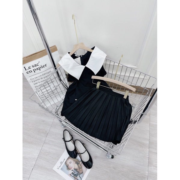 Set váy cổ piter cv xếp ly