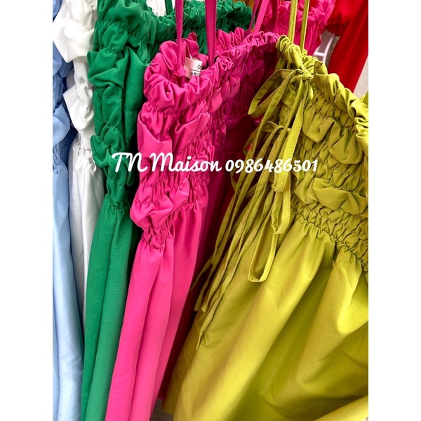 VÁY/ĐẦM/MAXI HAI DÂY BÈO CHUN NGỰC ĐAN BUỘC DÂY SAU DÁNG DÀI XOÈ MẶC ĐƯỢC 2 KIỂU SIÊU HOT