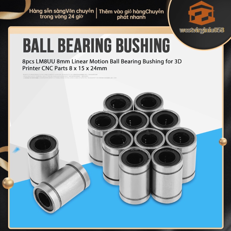 Hot Deals 12 cái LM8UU 8mm Ống lót vòng bi chuyển động tuyến tính, Bộ phận máy in 3D CNC 8 x 15 24mm Westvirginia058 Spot Express