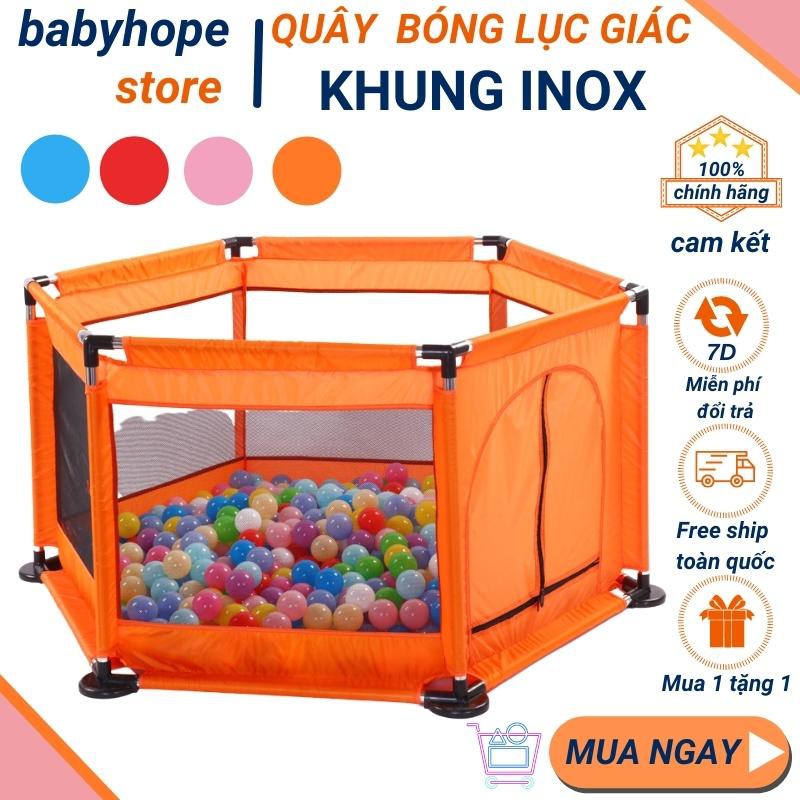 Quây cũi kiêm nhà bóng khung inox cho bé Tặng kèm bóng cho bé