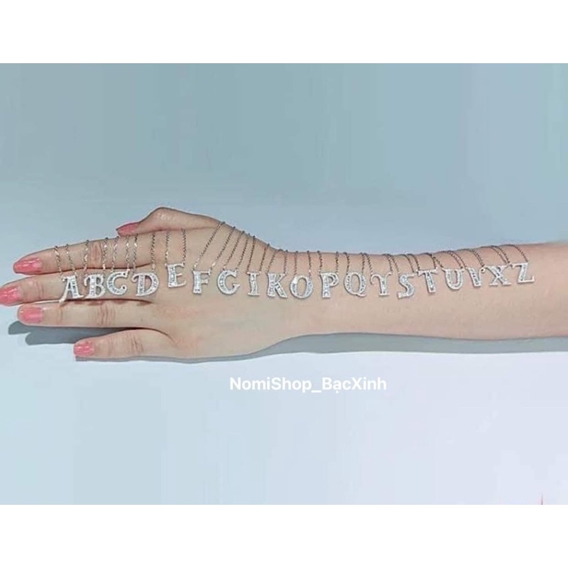 Dây chuyền nữ bạc ta mặt chữ cái đính đá hot hit, Đẹp mê thu hút ánh nhìn Mainomi Shop Bạc Xinh