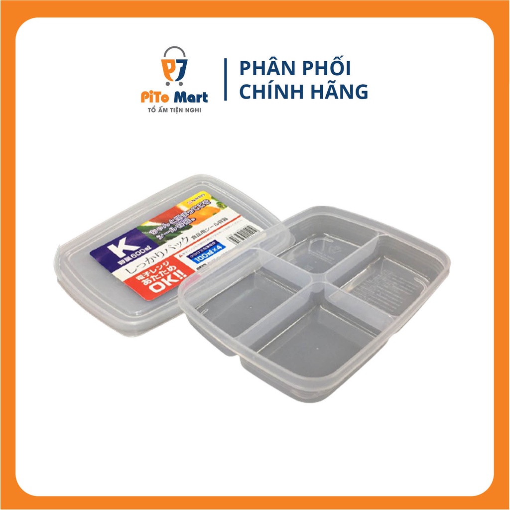Hộp Đựng Thực Phẩm Nakaya Chia 4 Ngăn Nắp Dẻo