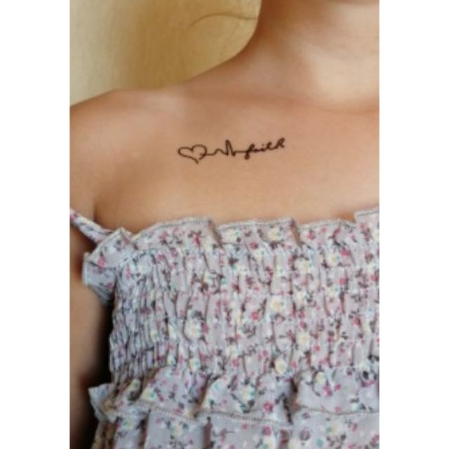 Hình xăm nhịp tim (đỏ, đen) a09. Xăm dán tatoo mini tạm thời, size &lt;10x6cm