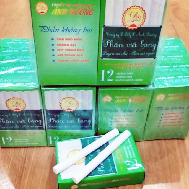 Phấn trắng viết bảng thanh đậm Ánh Dương[Bút mài thầy Ánh]