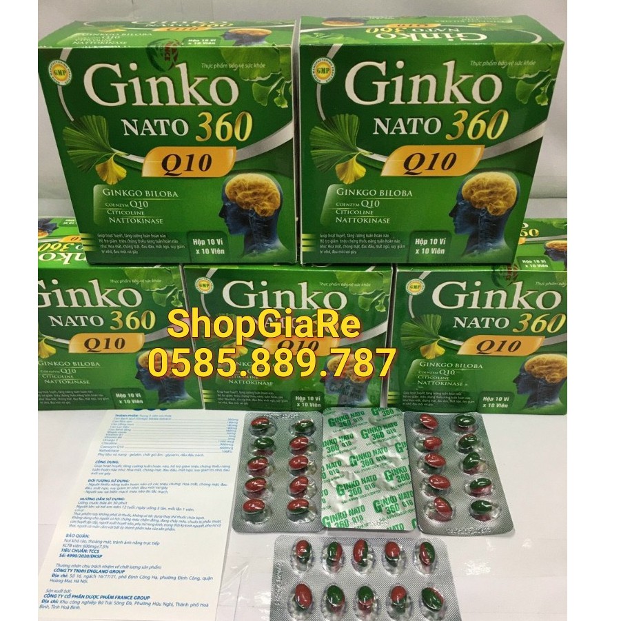 Ginko Nato 360 Q10 ginkgo cải thiện chứng mất ngủ hoạt huyết dưỡng não, đau đầu chóng mặt, ngủ không ngon giấc