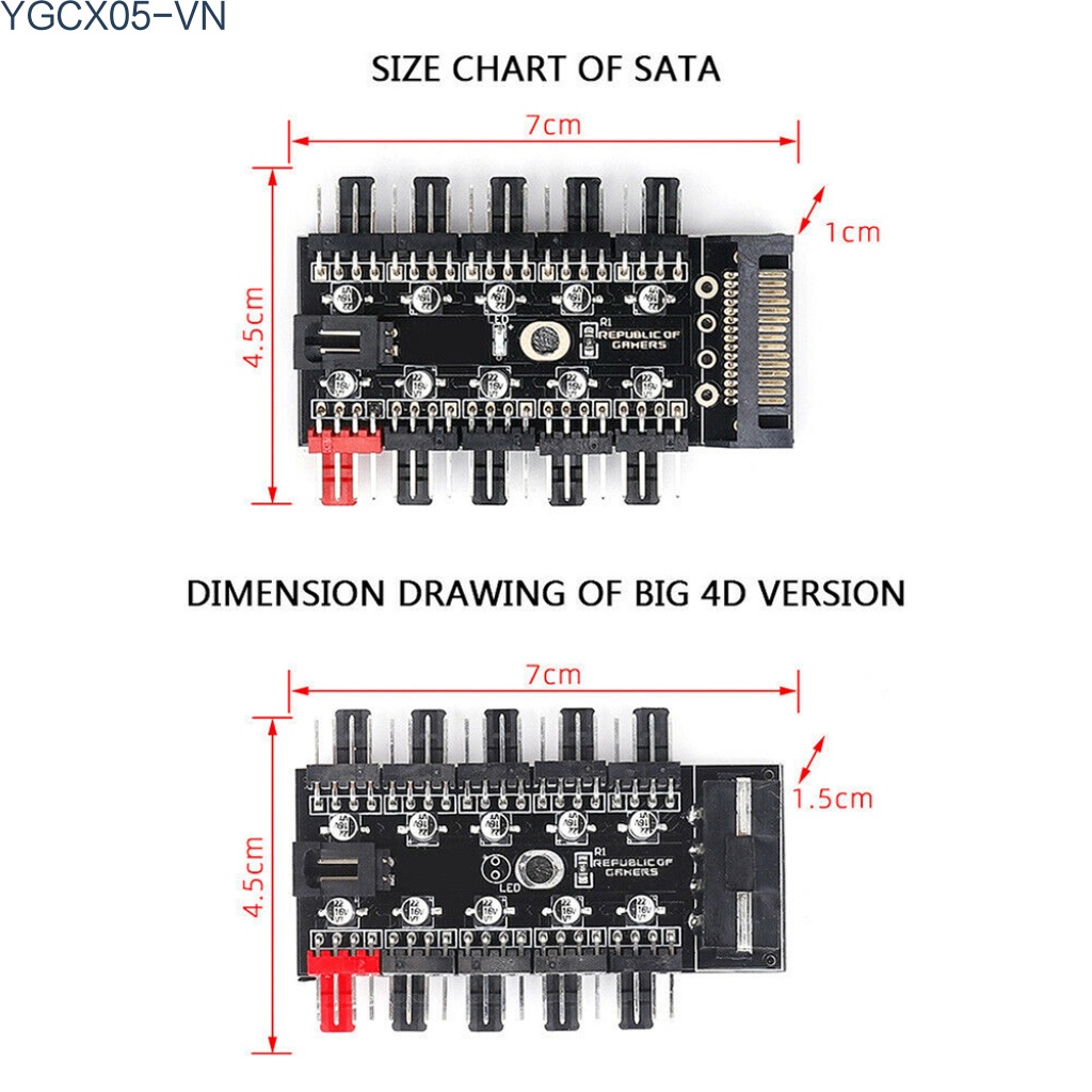 Bộ Chia Quạt Tản Nhiệt 4 Pin Pwm 1 Sang 10 12v | BigBuy360 - bigbuy360.vn