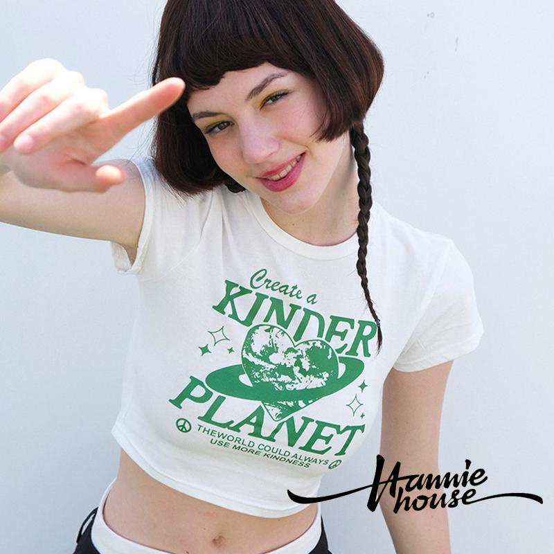 Áo Thun Nữ Ngắn Tay Cổ Tròn In Chữ Thời Trang