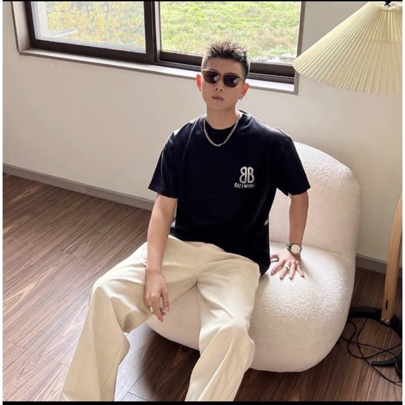 Áo phông cộc tay balen thời trang đôi, Áo cổ tròn có hoạ tiết phong cách hàn quốc cotton btshop từ 45 đến 75 kg