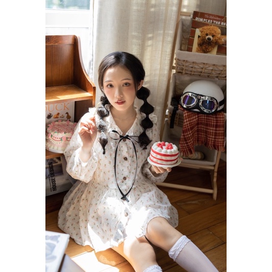 Áo babydoll hoa nhí nơ cổ + quần váy - ROSIE BABYDOLL - CARROT FARM