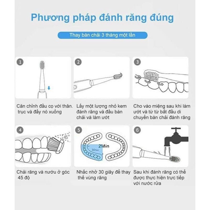 Bàn chải đánh răng tự động thông minh sạc pin đa năng thế hệ mới mềm siêu mảnh tặng kèm đầu thay JIMADO D5.009.XA