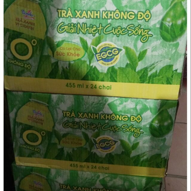 Thùng trà xanh không độ 24 chai × 455ml