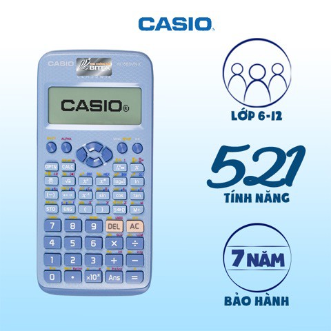 Máy tính Casio fx-580VNX Màu xanh/ Hồng/ Đen BH điện tử 7 năm, check mã QR code- CHÍNH HÃNG