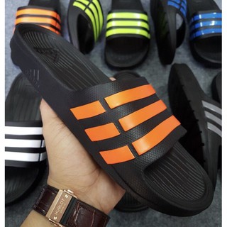 Dép Nam Đúc Quai Ngang 3 Sọc Hàng VNXK - Đế Đen Sọc Cam