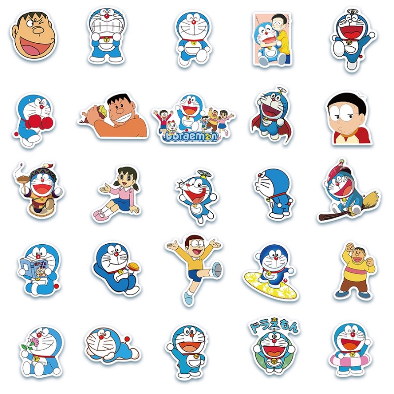 SET 10 Miếng Dán Sticker Doremon Siêu Cute  Gắn Mũ Bảo Hiểm , Vali , Laptop , Ván Trượt .. Havana Store