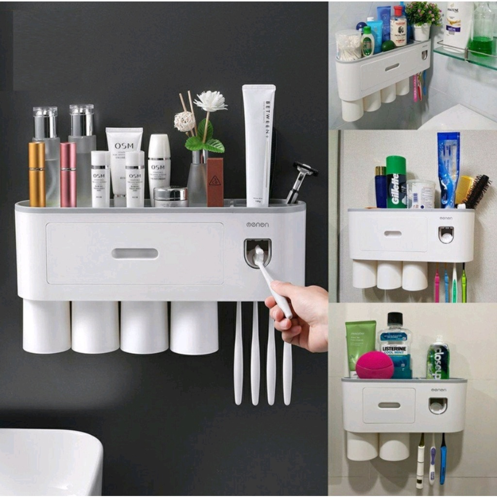 Bộ Nhả Kem Đánh Răng Tự Động - Kệ Để Đồ Phòng Tắm OENON