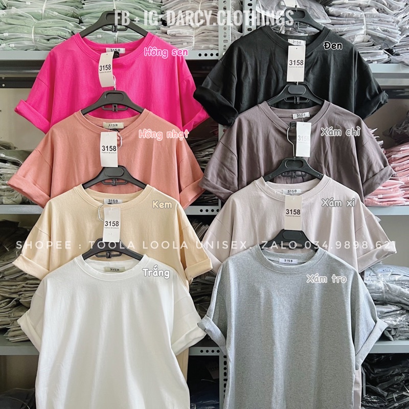 Áo Thun Trơn Cotton 3158𝑭𝑹𝑬𝑬𝑺𝑯𝑰𝑷 - Áo Phông Trơn Tay Lỡ Oversize-Thời Trang Unisex - Freesize Tiện Lợi
