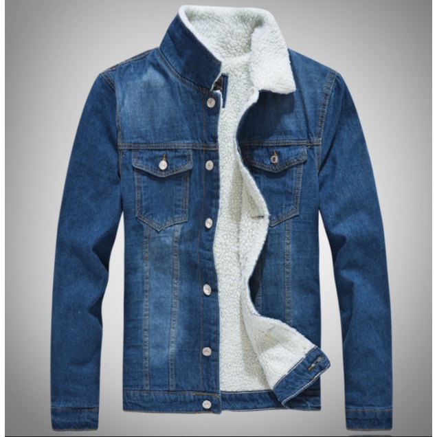Áo khoác jeans nam lót lông đẹp chất dày dặn mặc cực ấm - Áo bò Nam lót nỉ siêu ấm, siêu đẹp