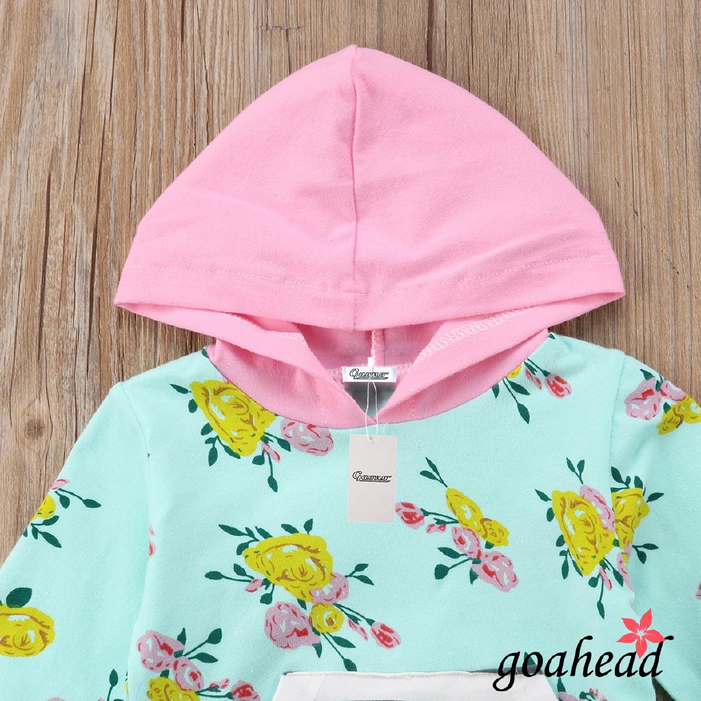 Bộ 2 món áo hoodie + quần dài lưng thun cho bé gái phối sọc caro độc đáo