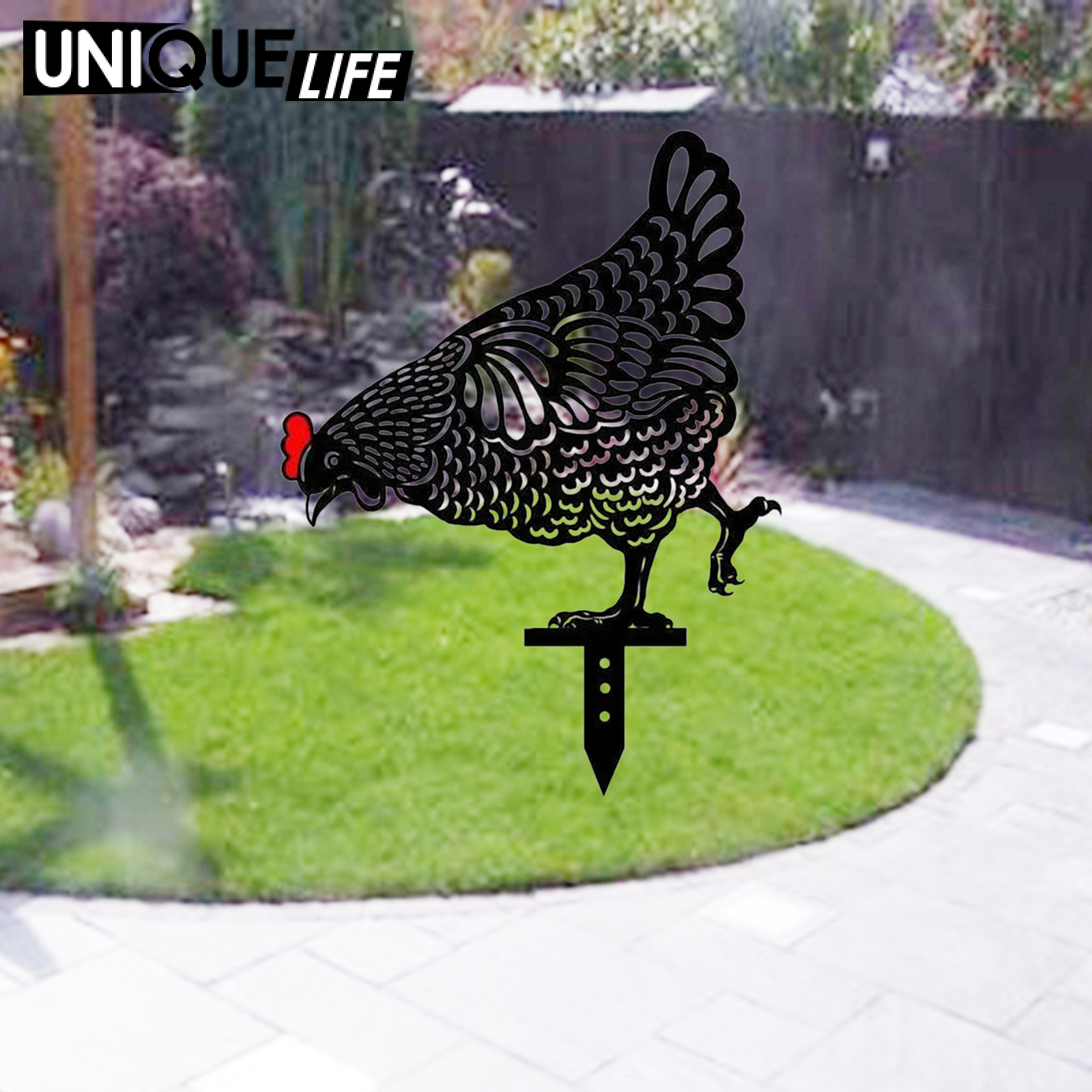 [Unique Life]Acrylic Chicken Yard Art Garden Stake Outdoor Backyards Floor Decoration A