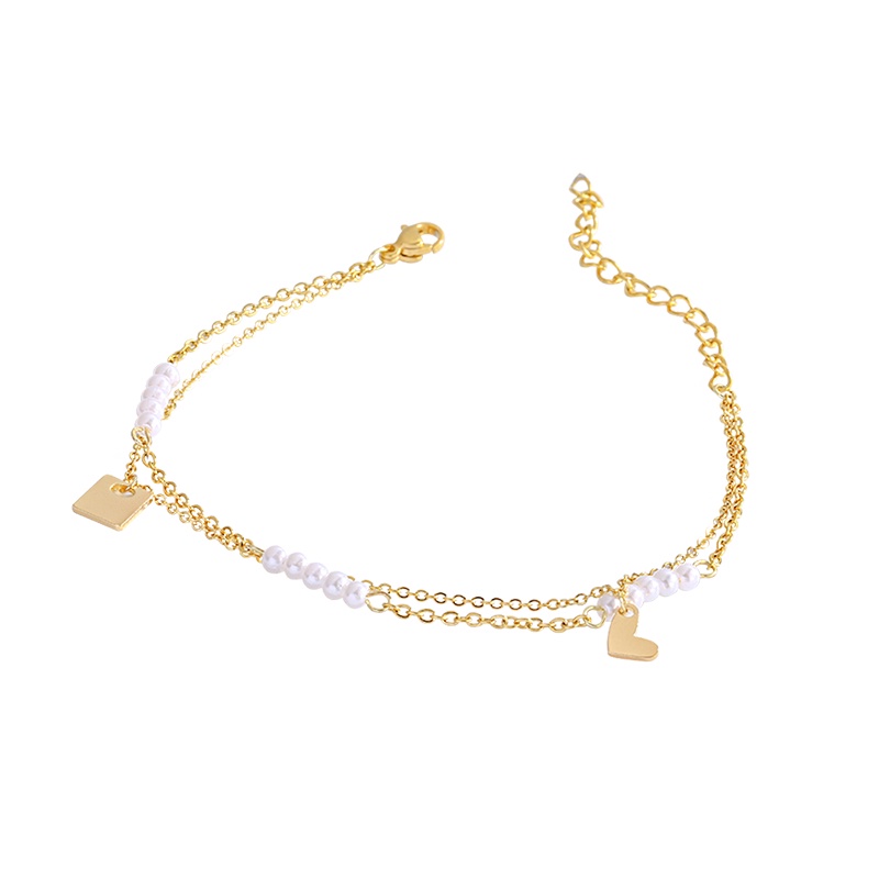 Vòng Tay Hai Lớp Mặt Hình Trái Tim Phong Cách Hàn Quốc Thanh Lịch Dành Cho Nữ