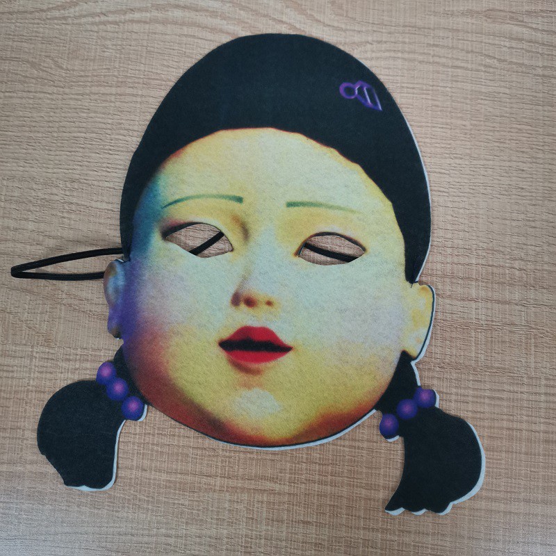 Squid Game Bộ Đầm Hóa Trang Công Chúa Mực Kèm Mặt Nạ Bằng Gỗ 123 Dễ Thương Cho Bé Gái